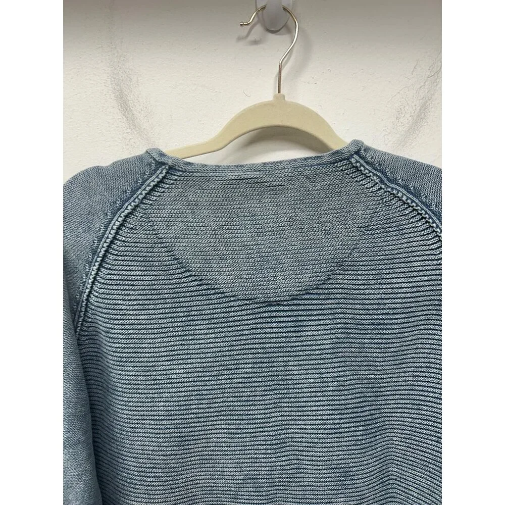 Carbon2Cobalt waterman Blue Button Henley knit textured Sweater sunwashed L - Picture 8 of 9